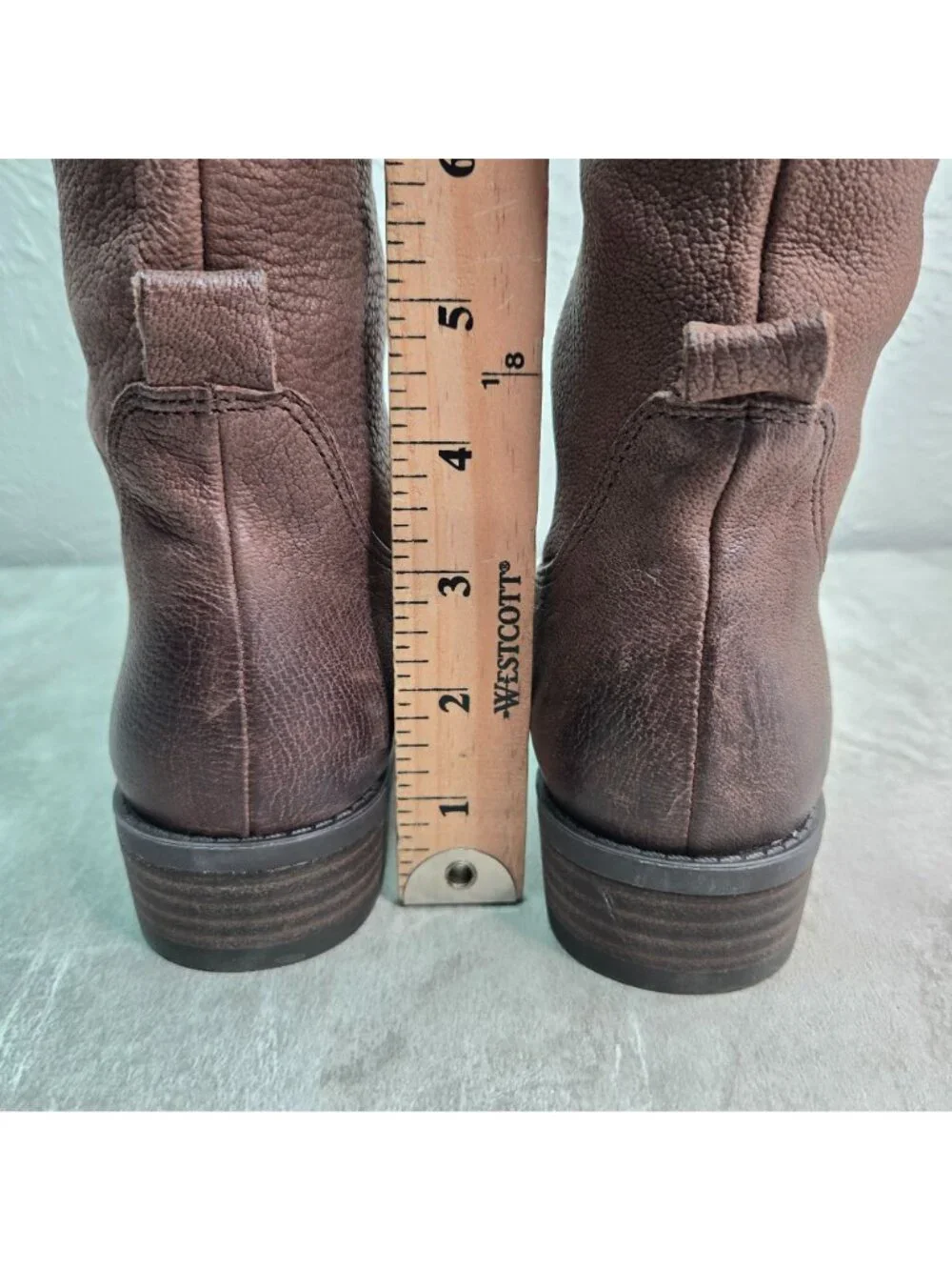 Vince Camuto Equestrian Boots‎ Sz 5 Brown Leather Knee High Tall Western Riding